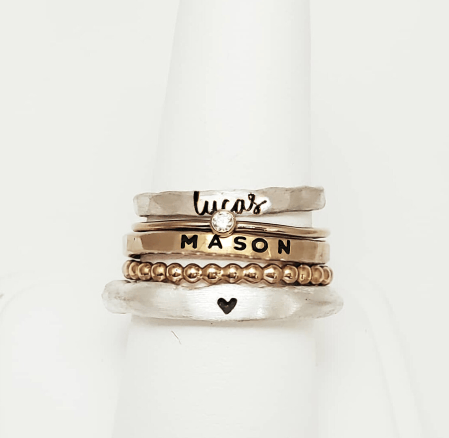 The Anniyah Stacking Name Ring Set - Going Golden