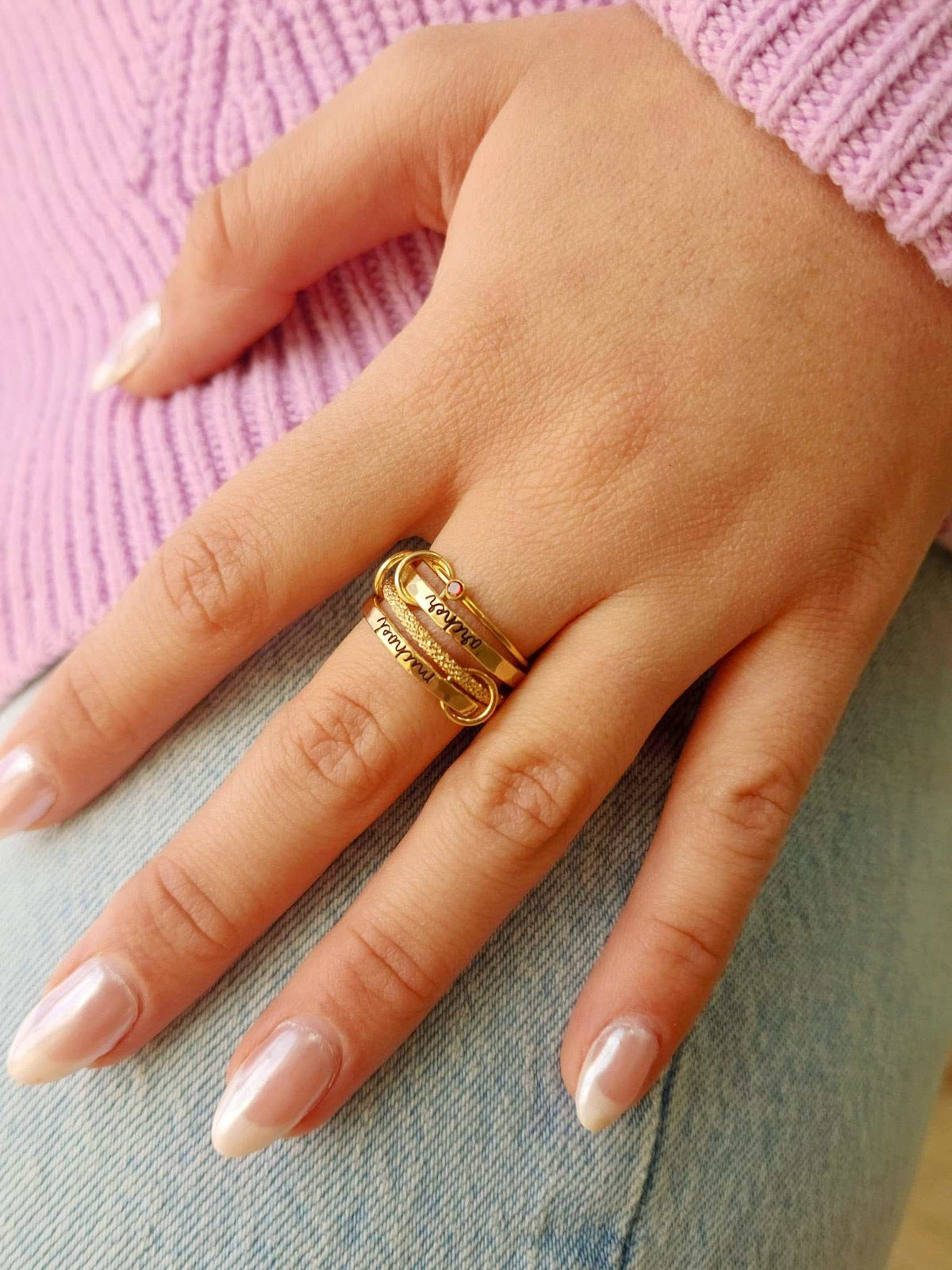 Personalized Connector Ring Set - Going Golden