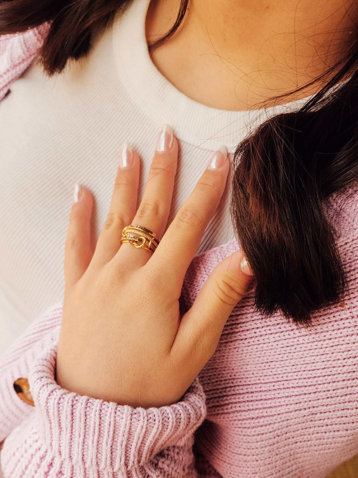 Personalized Connector Ring Set - Going Golden