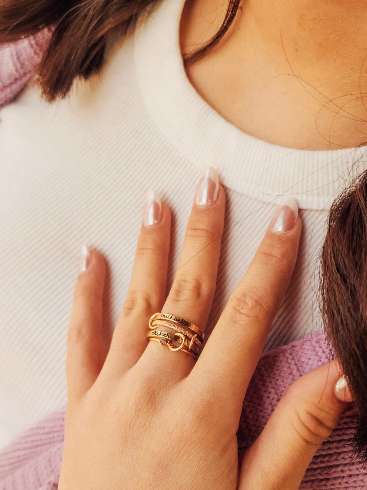 Personalized Connector Ring Set - Going Golden