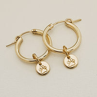 Minimal Hoop Tag Earrings - Medium