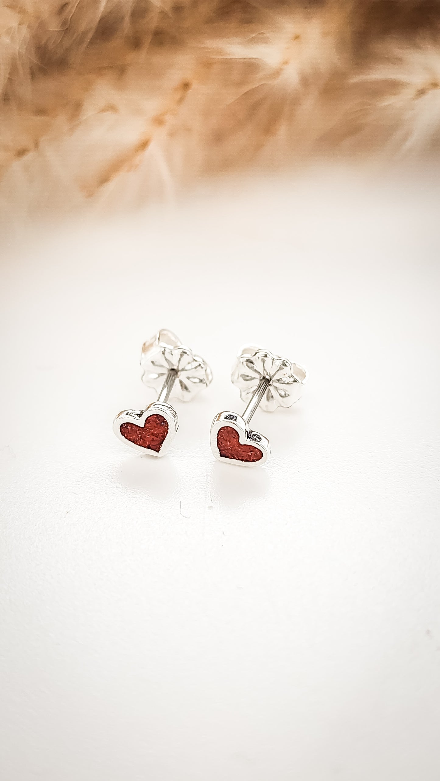Sterling Silver Red Heart Earrings - Going Golden
