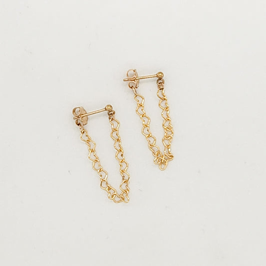 Heart Chain Earrings - Going Golden