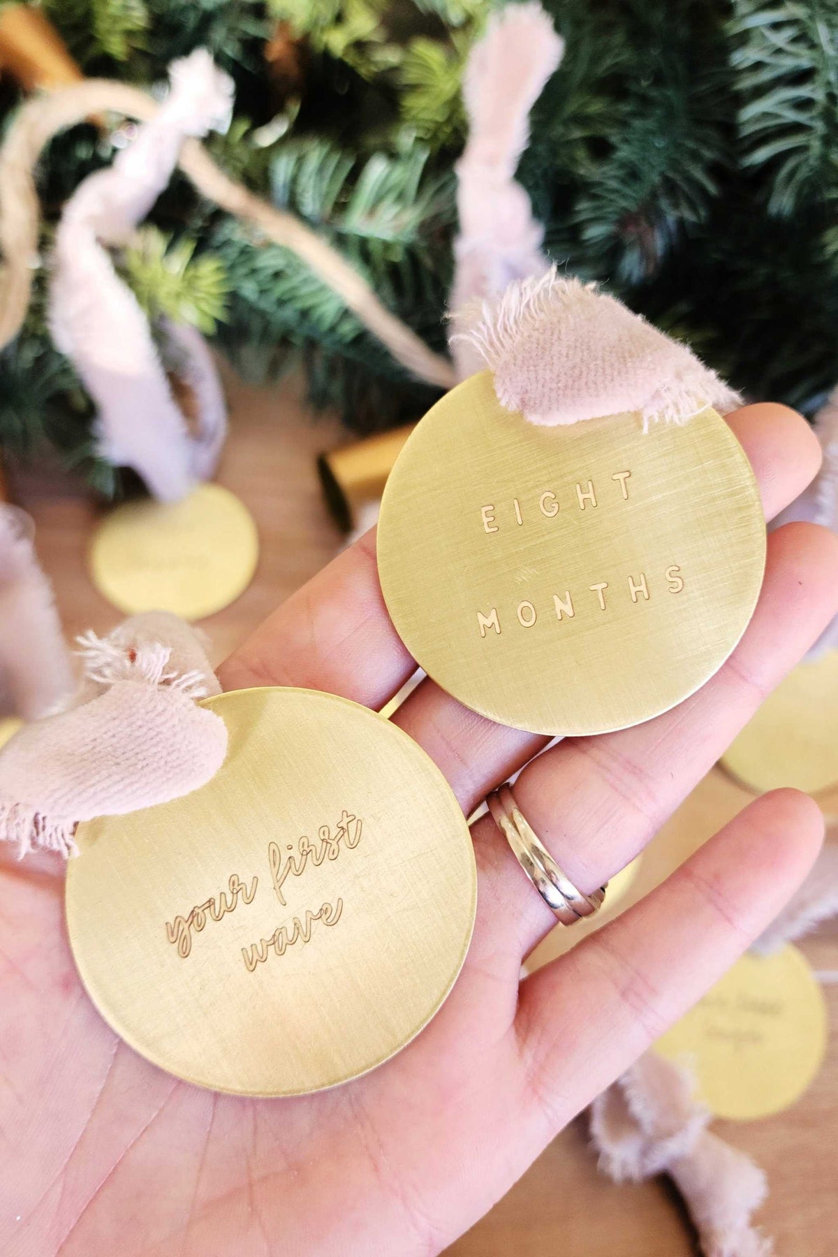 First Year Baby Milestone Ornaments - Going Golden