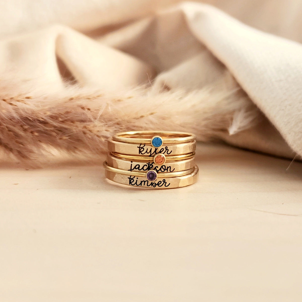 The Brynn Stacking Name Ring Set - Going Golden