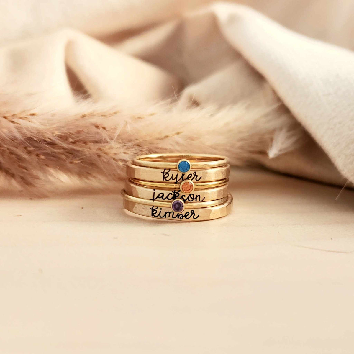 The Brynn Stacking Name Ring Set - Going Golden