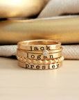 gold-filled personalized stacking name rings