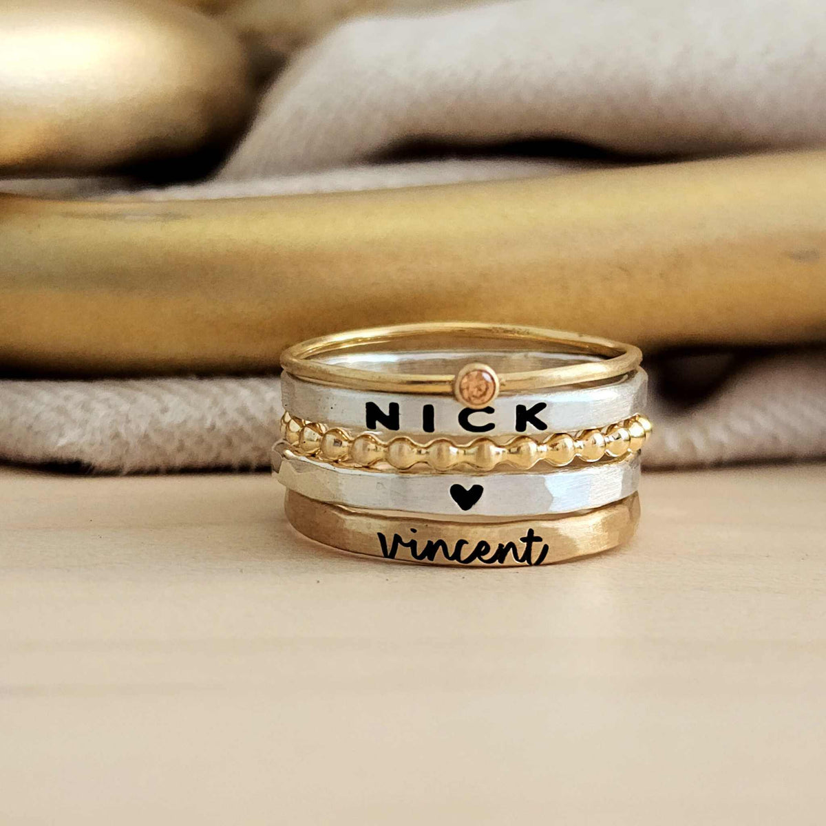 The Betty Personalized Ring Stack Set - Going Golden