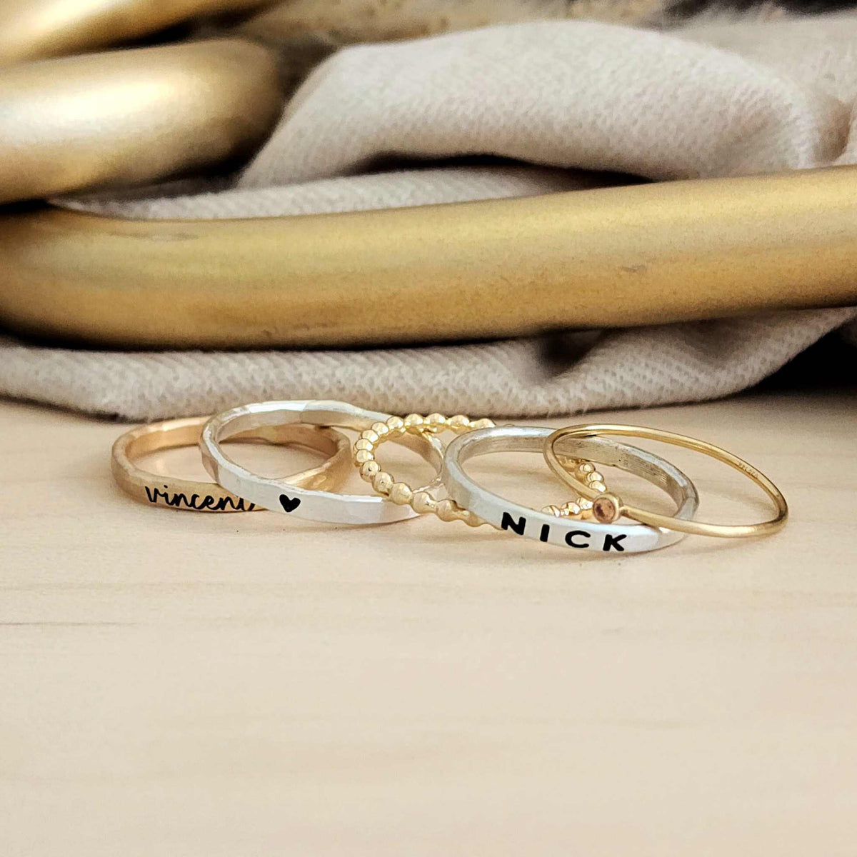 The Betty Personalized Ring Stack Set - Going Golden