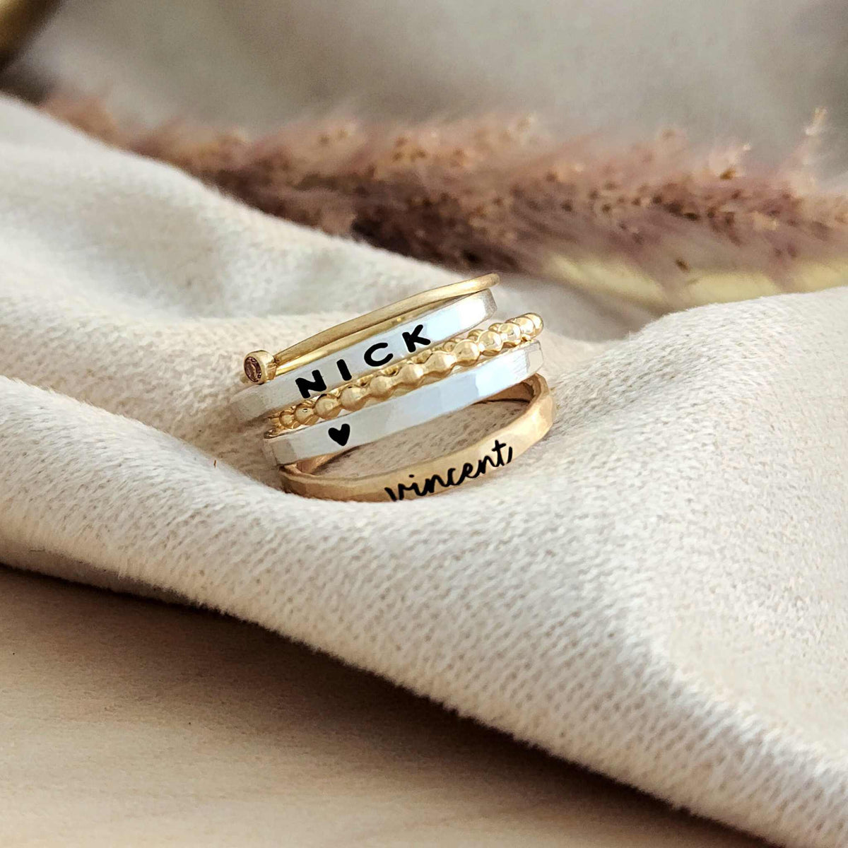 The Betty Personalized Ring Stack Set - Going Golden