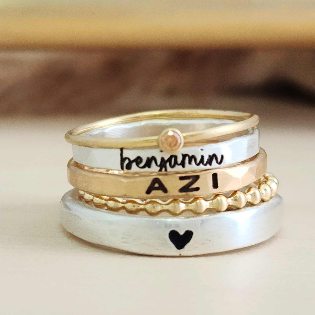 The Anniyah Stacking Name Ring Set - Going Golden