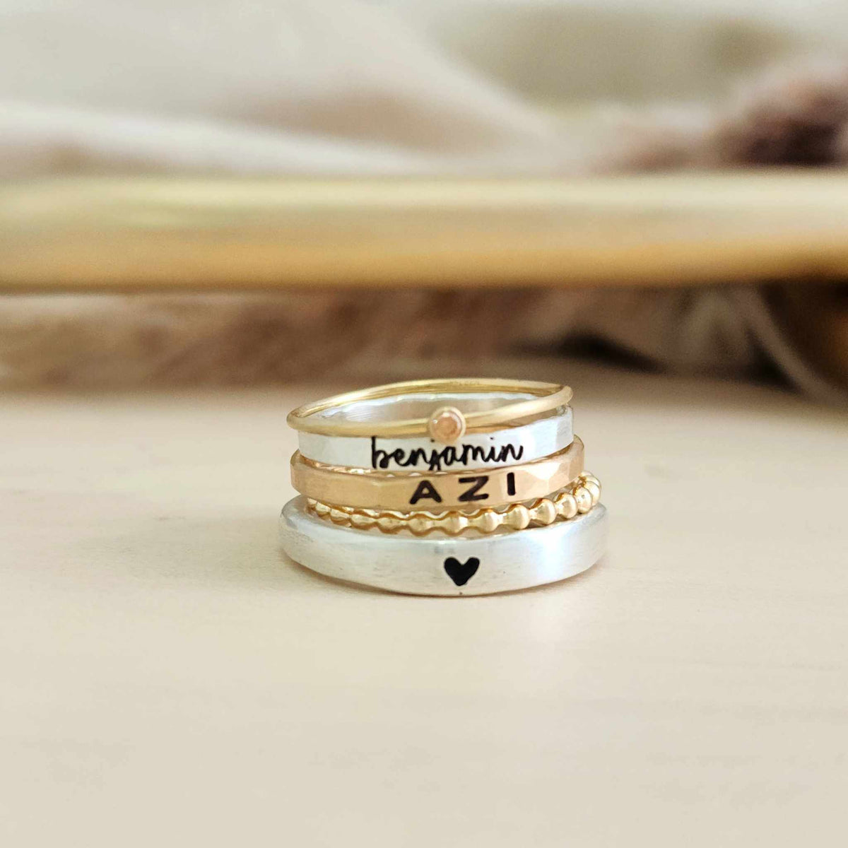The Anniyah Stacking Name Ring Set - Going Golden