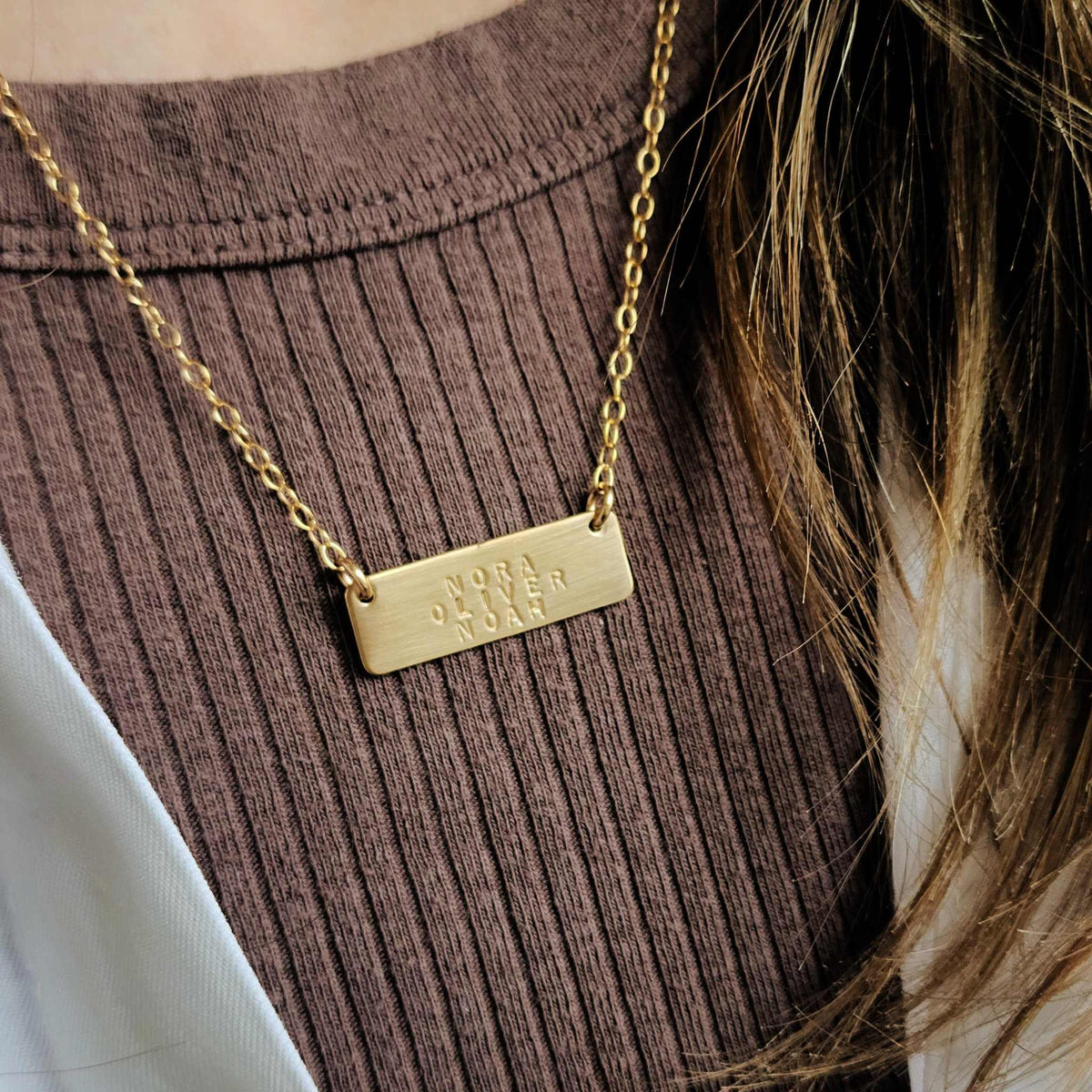 Three Name Bar Necklace - Going Golden