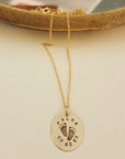 Footprint Name and Date Oval Necklace