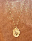 Footprint Name and Date Oval Necklace - Going Golden