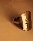 Gold hammered disc ring with names