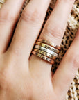 Mom of five name ring set personalized in different fonts