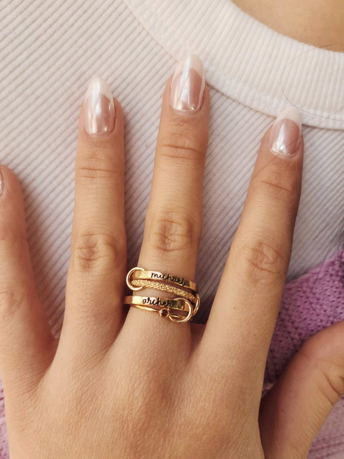 Personalized Connector Ring Set - Going Golden