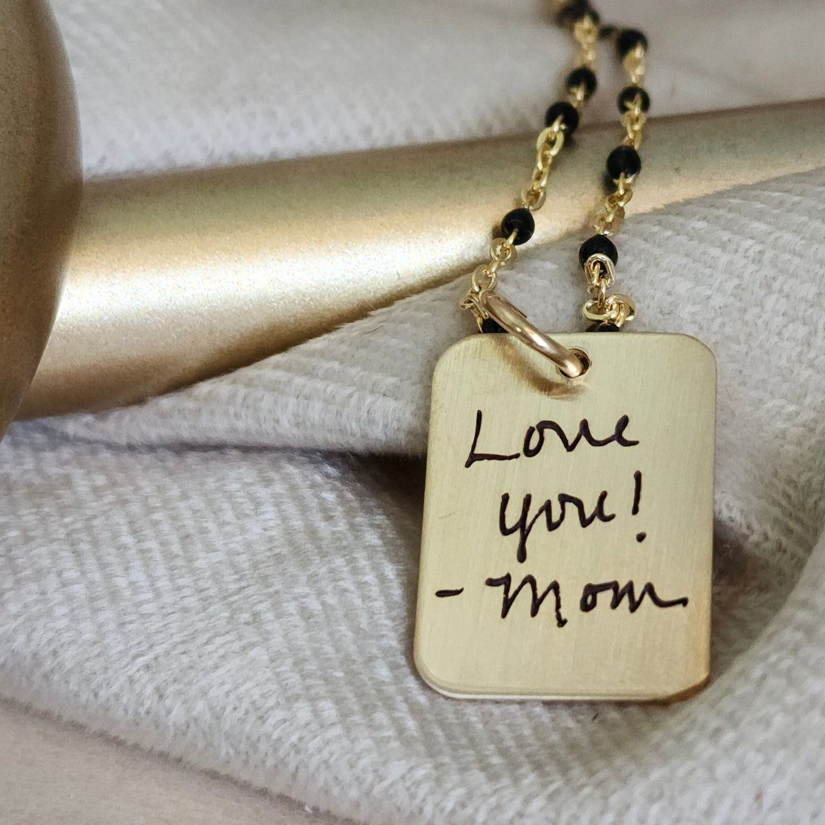 handwriting rectangle necklace
