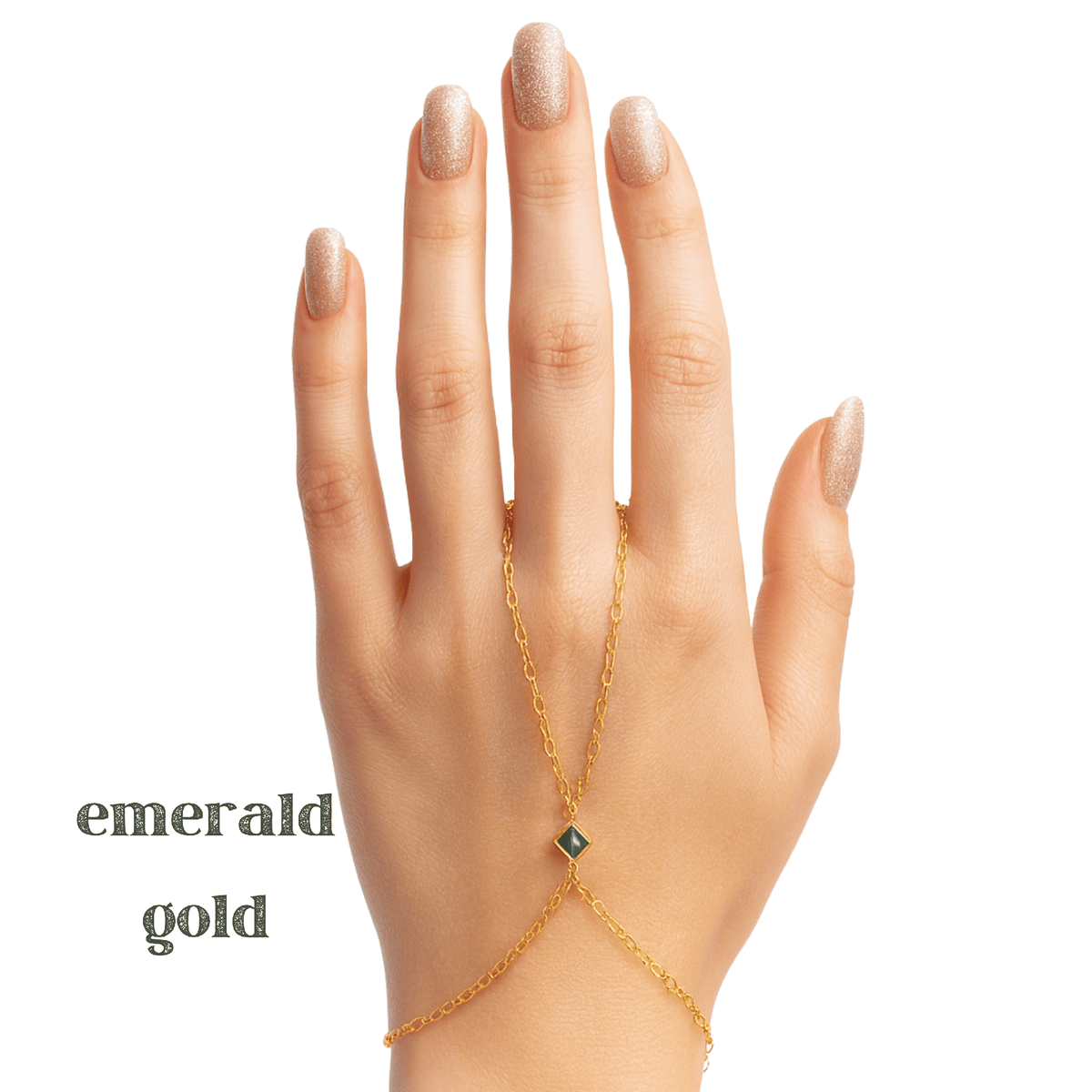 Gold-filled and sterling silver hand chain bracelet with adjustable clasp