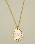 Gold Oval Name Necklace with Silver Heart