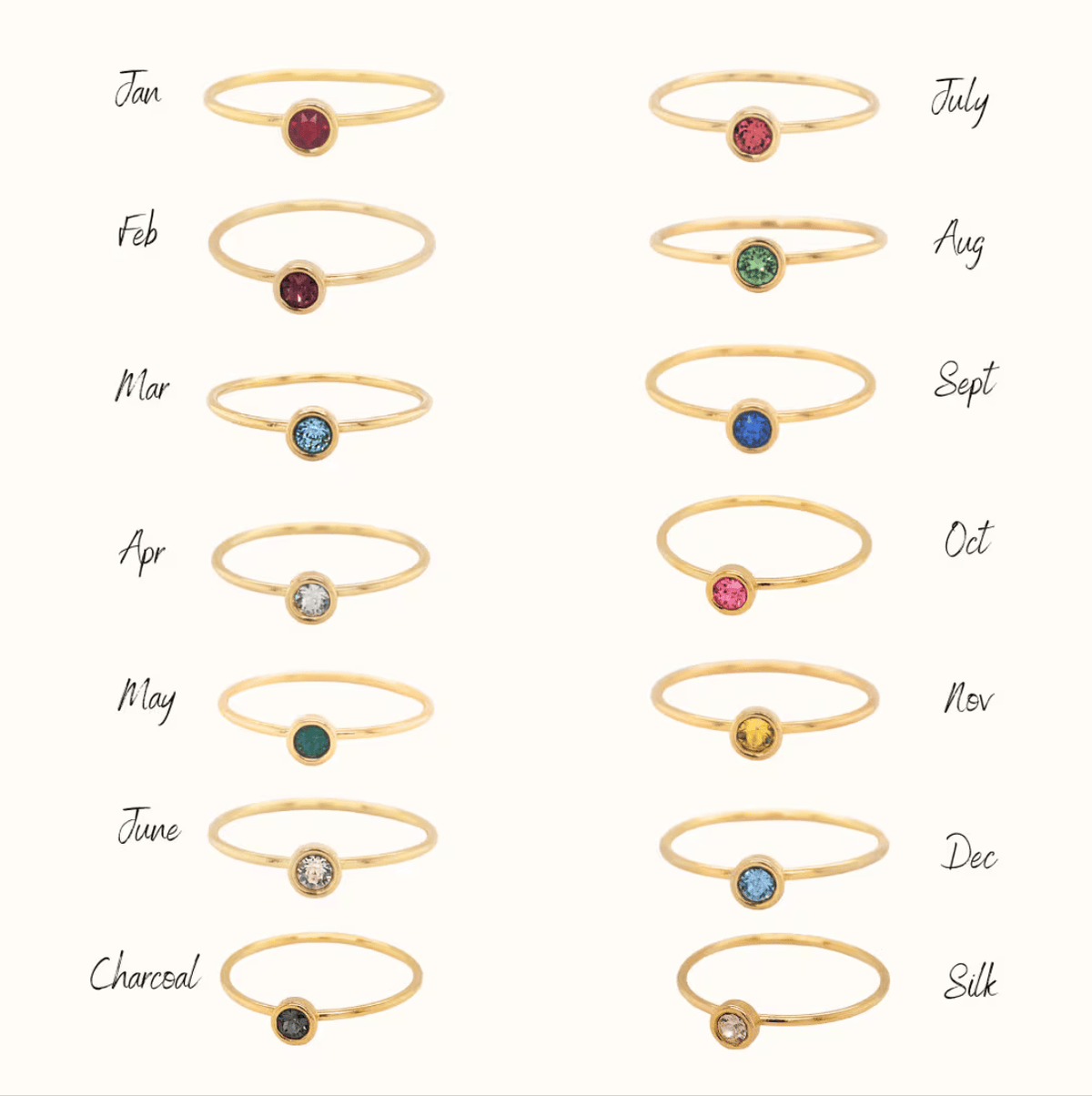 Large Birthstone Stacking Ring - Going Golden