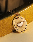 Gold Oval Name Necklace with Silver Heart