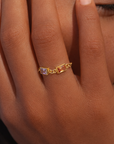 Double Birthstone Chain Ring - Going Golden