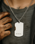 Men's Silver Dog Tag with Names