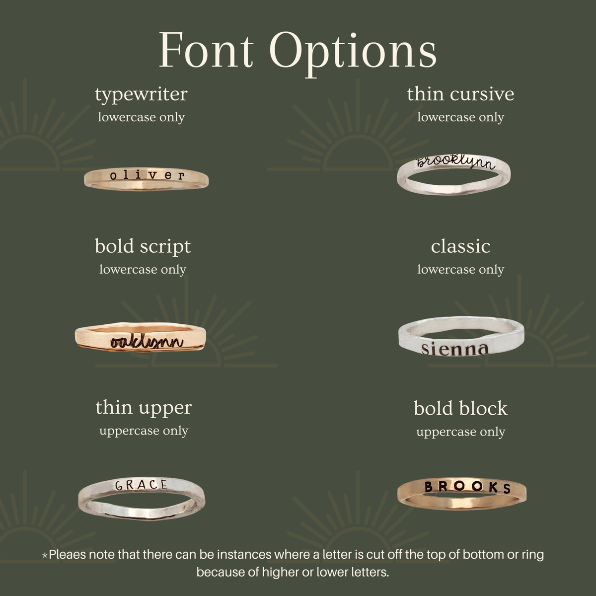 font options for personalized rings
