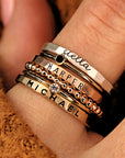 mixed metals and fonts personalized ring set for women