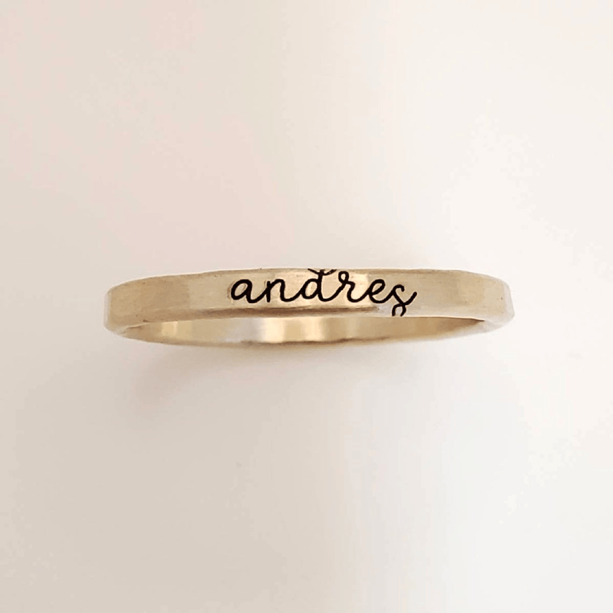 Thin Cursive Stacking Name Ring - Going Golden