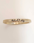Thin Cursive Stacking Name Ring - Going Golden