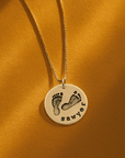 Footprint Necklace with Name - Going Golden