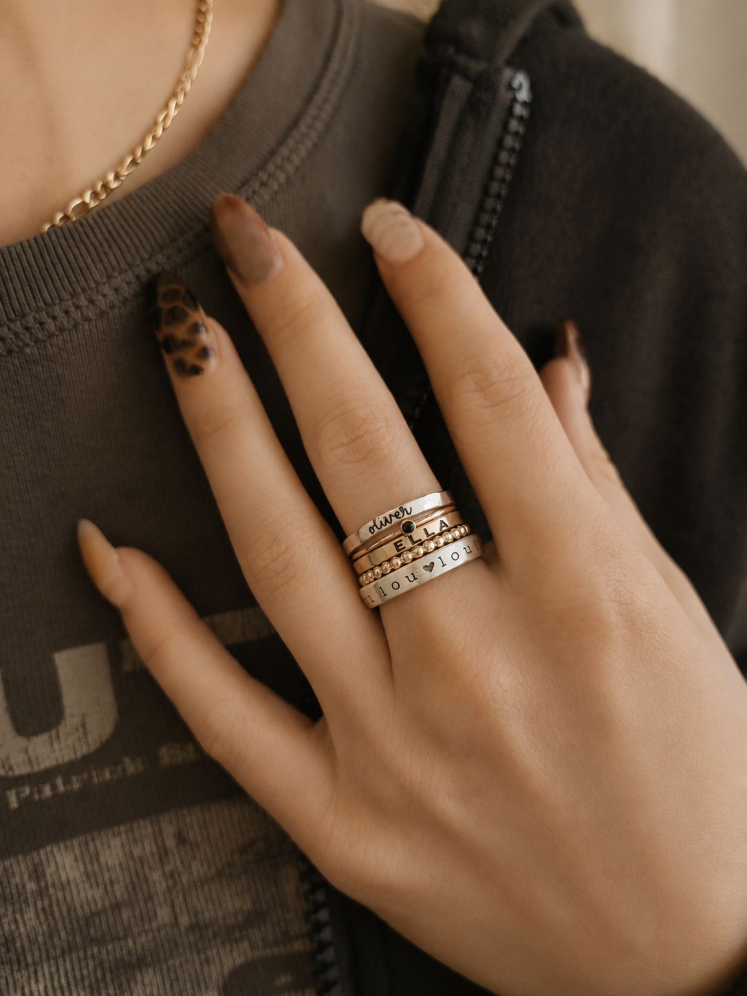 The Anniyah Stacking Name Ring Set