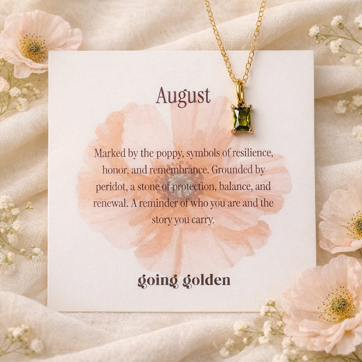Birthstone Necklace with Card - Going Golden