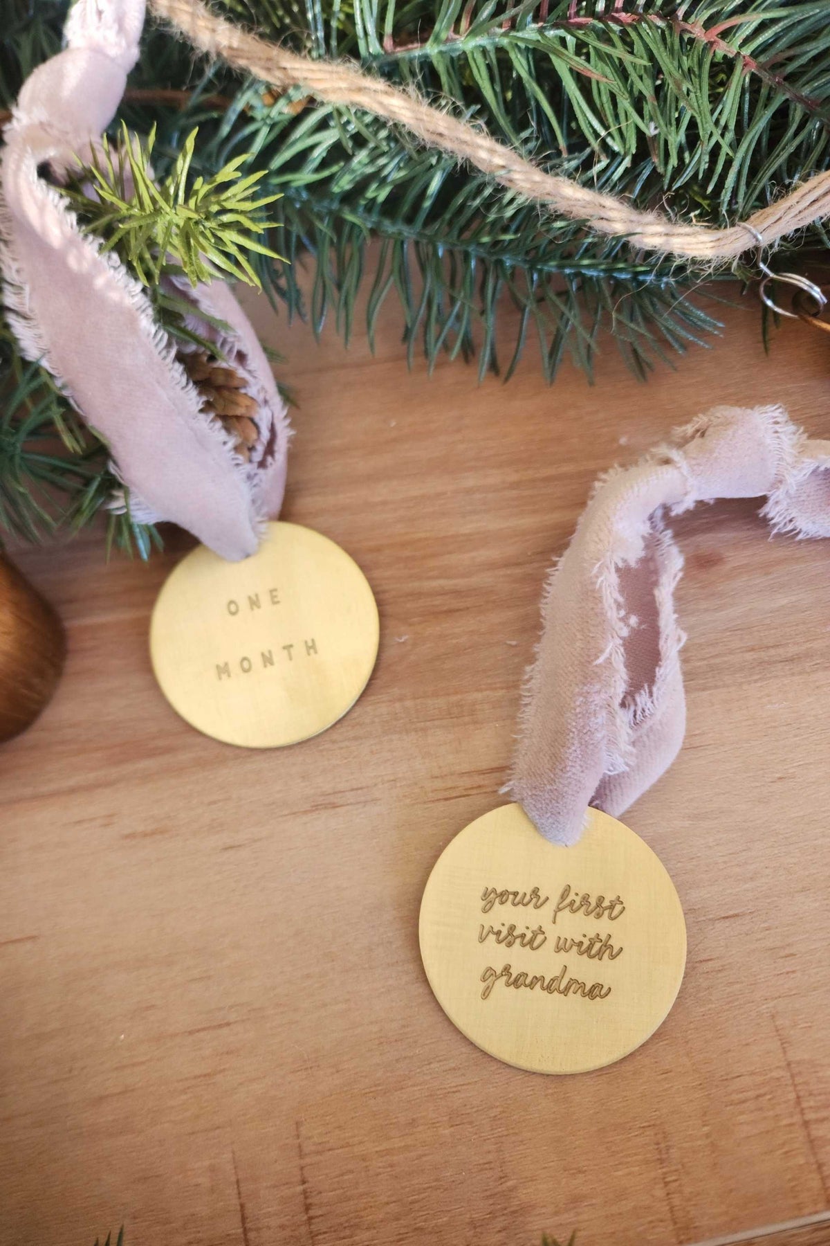 First Year Baby Milestone Ornaments - Going Golden