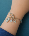 Stainless Silver Carabiner Paperclip Charm Bracelet - Going Golden