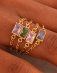 Birthstone Chain Ring - Going Golden