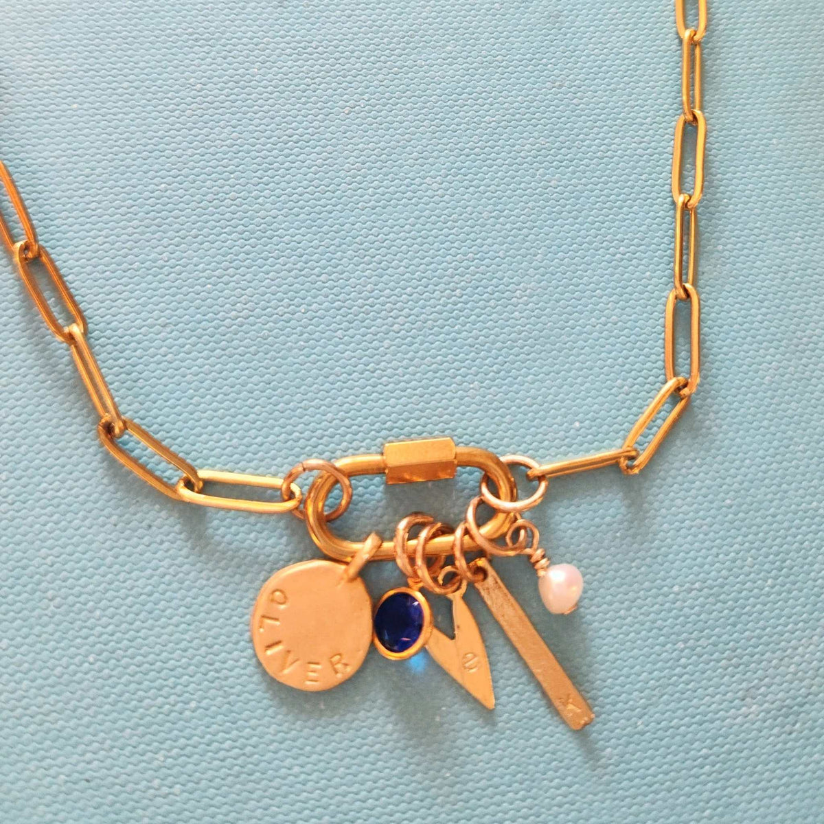 Gold Carabiner Paperclip Charm Necklace - Going Golden