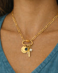 Gold Carabiner Paperclip Charm Necklace - Going Golden