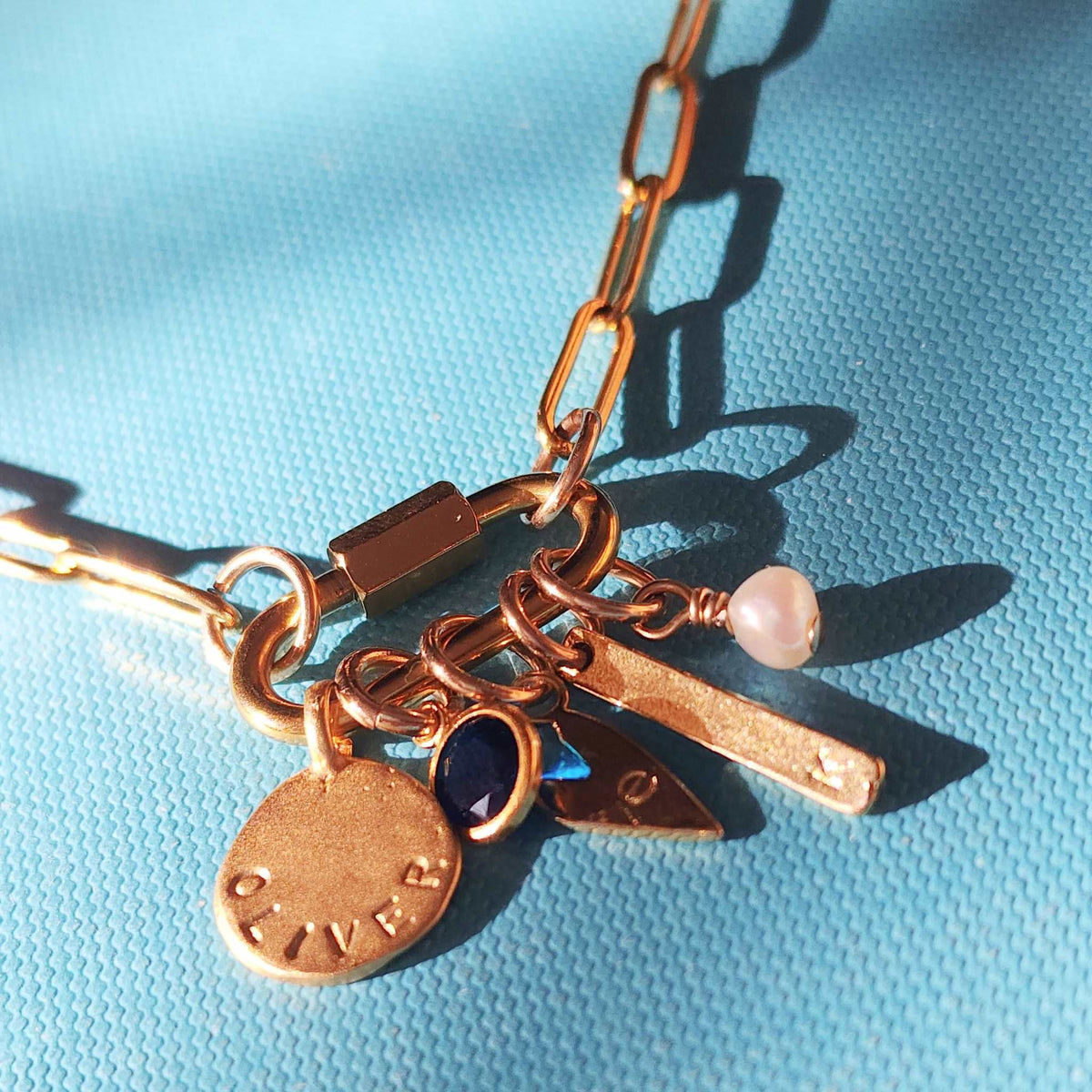 Gold Carabiner Paperclip Charm Necklace - Going Golden