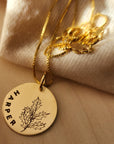 Birth Flower Necklace with Name