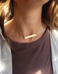 Gold Bar Stamped Name Necklace