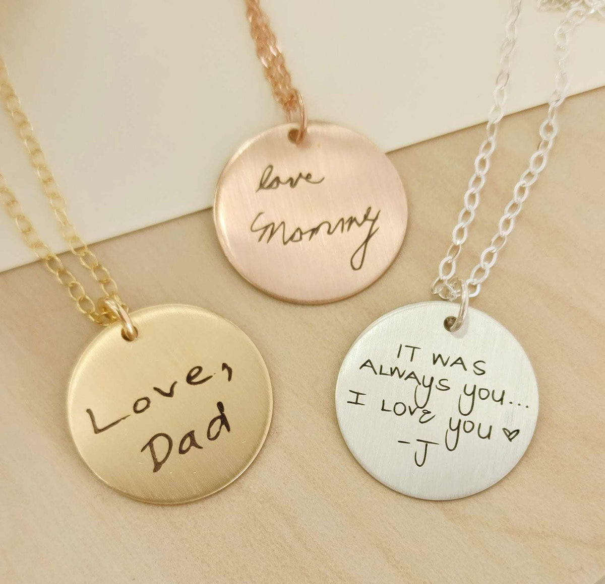 Double Sided Handwriting Necklace - Going Golden