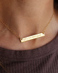Gold Bar Stamped Name Necklace