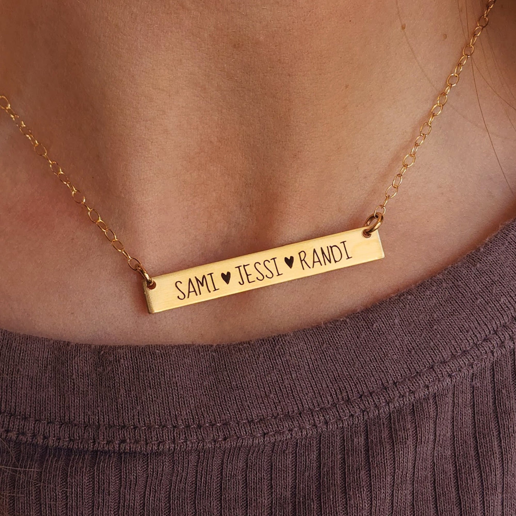 Gold Bar Name Necklace