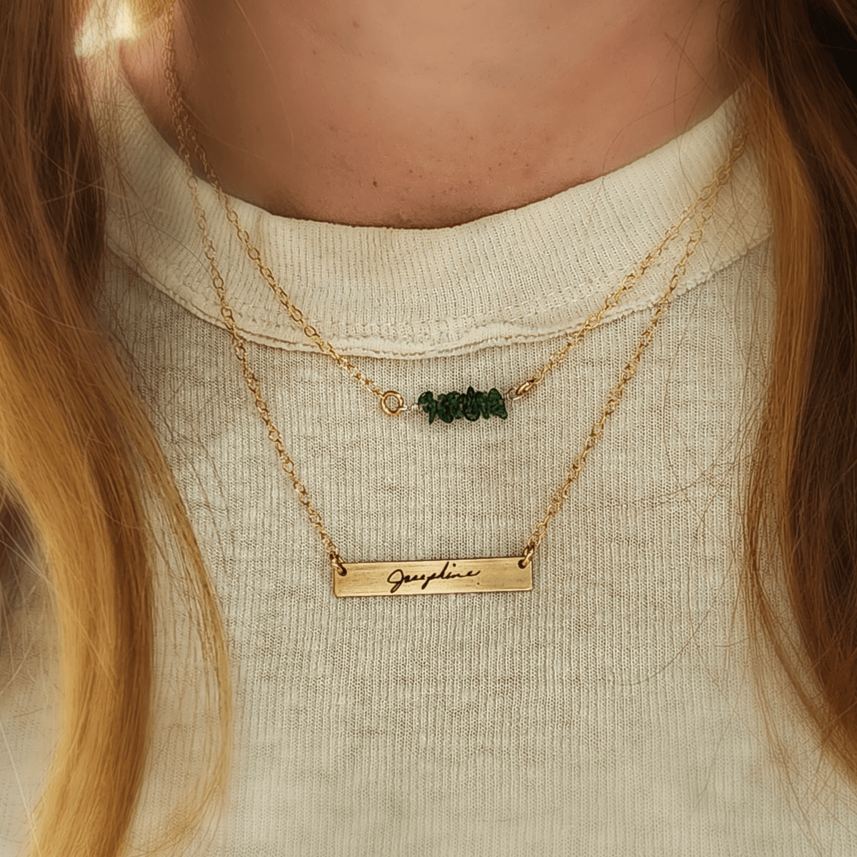 Custom Handwriting Necklace – Personalized Bar Necklace with Your Real Handwriting - Going Golden