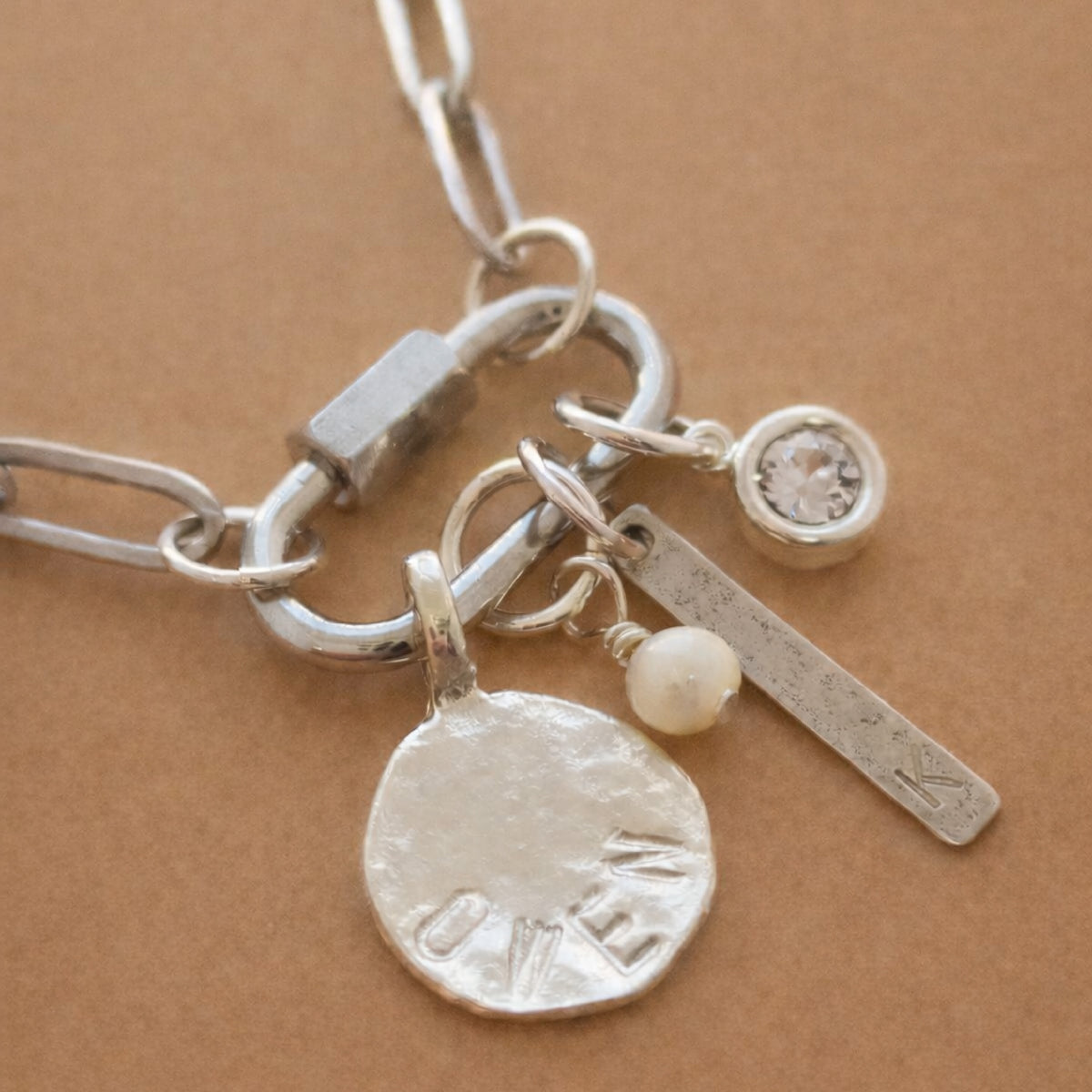 Silver Carabiner Paperclip Charm Necklace - Going Golden