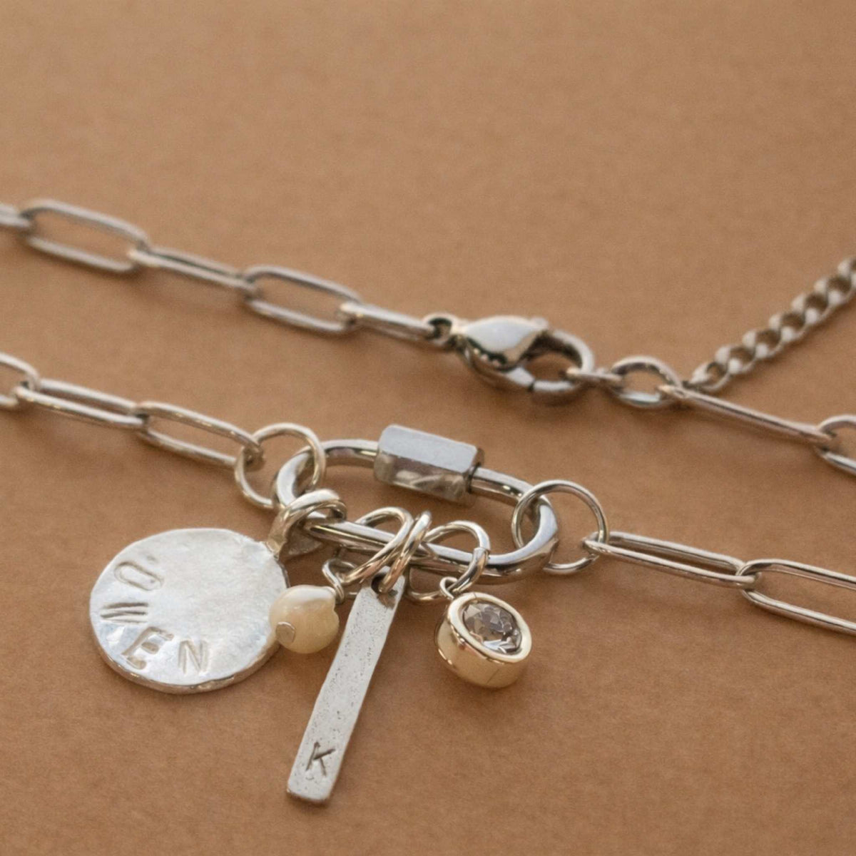 Silver Carabiner Paperclip Charm Necklace - Going Golden